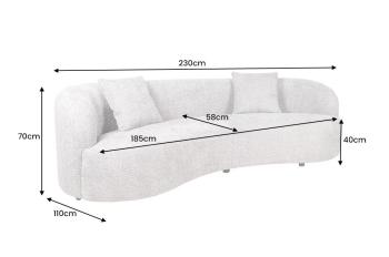 Bankstel bouclé stof grijs 230 cm