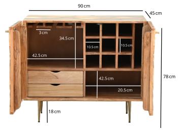 Barkast dressoir acaciahout 90 cm