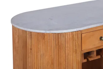 Barkast mangohout met marmer bovenpaneel 120 cm