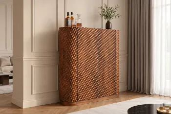 Barkast mangohout honingraat deuren 138x141 cm