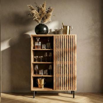 Barkast wijnkast mangohout bruin 80x123 cm