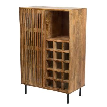 Barkast wijnkast mangohout bruin 80x123 cm
