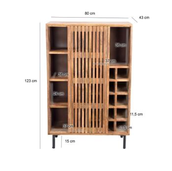 Barkast wijnkast mangohout bruin 80x123 cm