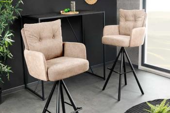 Barkruk beige champagne draaibaar