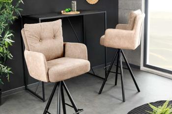 Barkruk beige champagne draaibaar