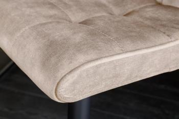 Barkruk beige champagne fluweel zwart onderstel