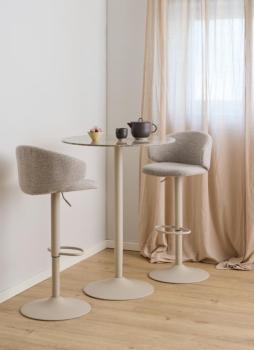 luxe barkruk beige stof met grijs onderstel