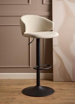 luxe barkruk beige stof met zwart onderstel