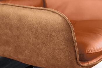 Barkruk cognac echt leder met armleuningen