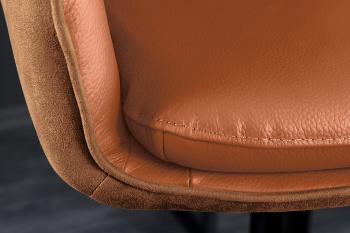 Barkruk cognac echt leder met armleuningen