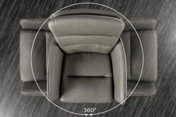 Barkruk taupe echt leder met armleuningen