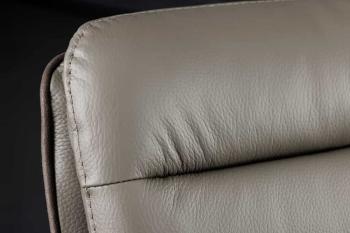 Barkruk taupe echt leder met armleuningen