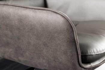 Barkruk taupe echt leder met armleuningen