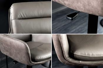 Barkruk taupe echt leder met armleuningen