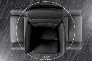 Barkruk zwart echt leder met armleuningen