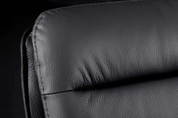 Barkruk zwart echt leder met armleuningen