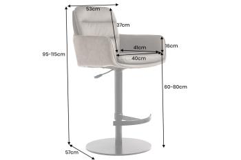 Barkruk zwart echt leder met armleuningen