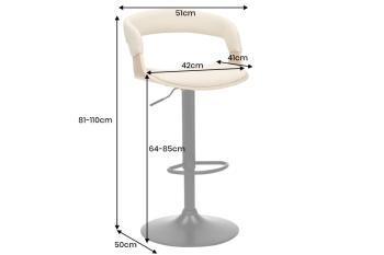 Design barkruk eiken creme beige