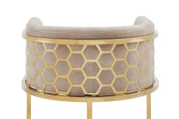 design barkruk goud met beige bekleding