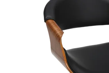 Stoere barkruk walnoot met zwarte bekleding
