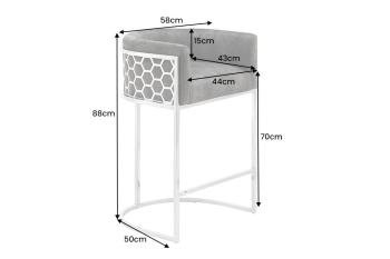 Barkruk zilver met grijze bekleding