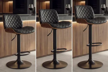 Barkruk walnootbruin met zwarte bekleding