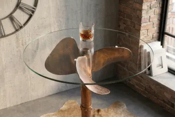 bartafel scheepsschroef koper met glas 60 cm