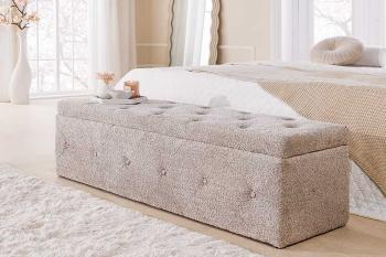 Opbergbank champagne beige bouclé 140 cm