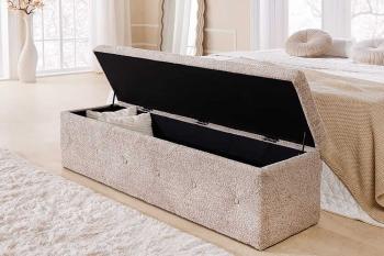 Opbergbank champagne beige bouclé 140 cm