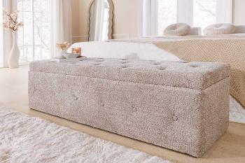 Opbergbank champagne beige bouclé 140 cm