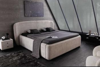 2-persoons bed beige bouclé 180x200 cm