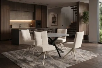 Eetkamerstoel Lucca beige draaibaar