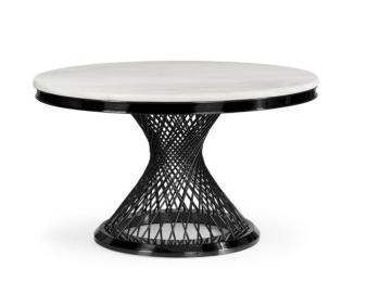 ronde tafel wit marmer zwart 130 cm