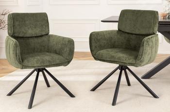 Luxe unique eetkamerstoel groen draaibaar
