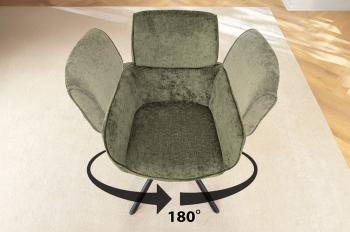 Luxe unique eetkamerstoel groen draaibaar