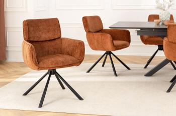 Luxe eetkamerstoel roestbruin draaibaar