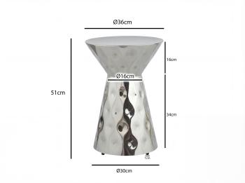 bijzettafel aluminium zilver 36 cm