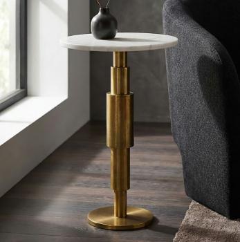 Bijzettafel goud wit marmer 37 cm