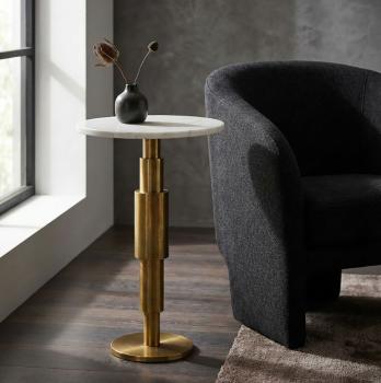 Bijzettafel goud wit marmer 37 cm