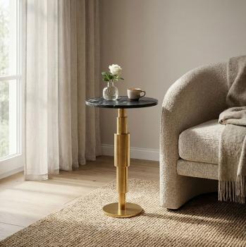 Bijzettafel goud zwart marmer 37 cm