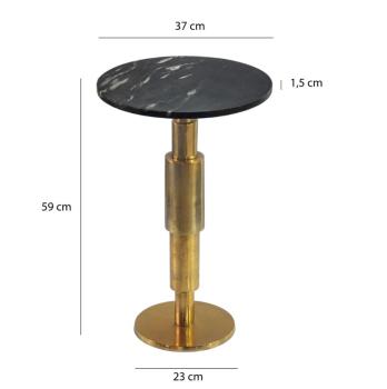 Bijzettafel goud zwart marmer 37 cm