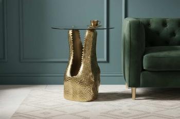 Bijzettafel krokodil met helder glas 46 cm