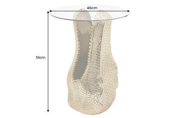 Bijzettafel krokodil met helder glas 46 cm
