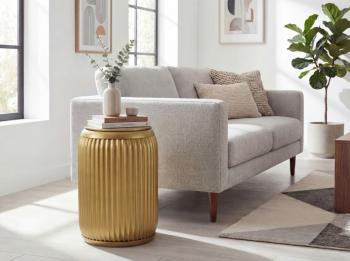 Ronde bijzettafel goud met opbergruimte 35 cm