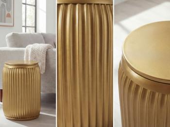Ronde bijzettafel goud met opbergruimte 35 cm