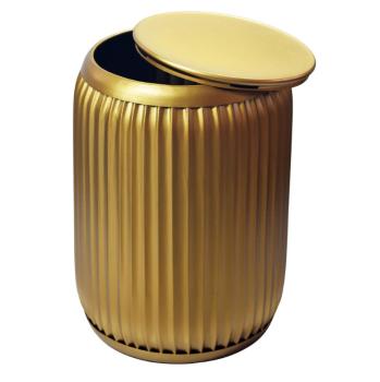 Ronde bijzettafel goud met opbergruimte 35 cm