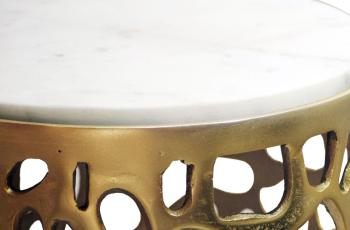 Ronde bijzettafel goud marmer 30 cm