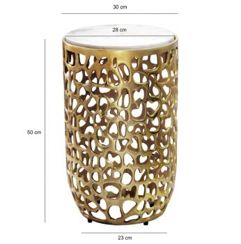 Ronde bijzettafel goud marmer 30 cm