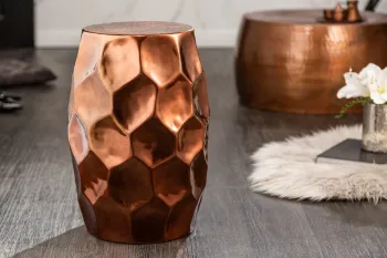 ronde bijzettafel koper 30x46 cm