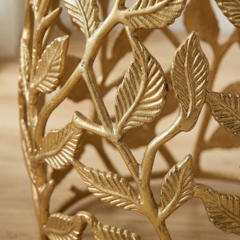 Bijzettafel leaf goud met wit marmer 40 cm